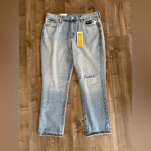 NEW Old Navy High-Rise Straight Jean Women 10 Light Denim Blue Distress Destroy